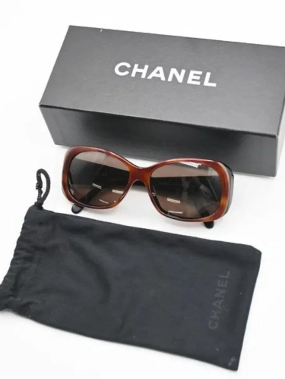 CHANEL CC Logos Sunglasses Eye Were Plastic Metal Brown 5123 67RL842 Chanel Brown Plastic Square Sunglasses With Mother of Pearl main image 2